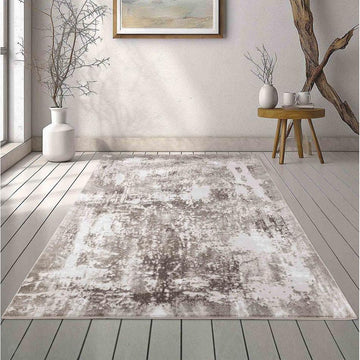 Serenity 208 SRN08 Modern Abstract Distressed Metallic Shimmer Soft Textured Hi-Lo Polyblend Short Pile Stone Beige/Taupe/Cream/Pale Sand Rug-Desire Rugs-Rug Love - The Most Loved Rug Store